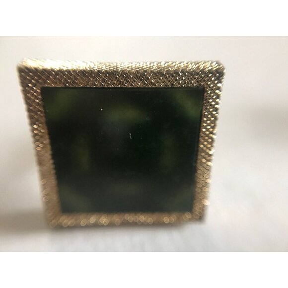 Vintage 1950's Square Cufflinks With Green Inlaid Gold Edges Stamped Sterling - Picture 3 of 10